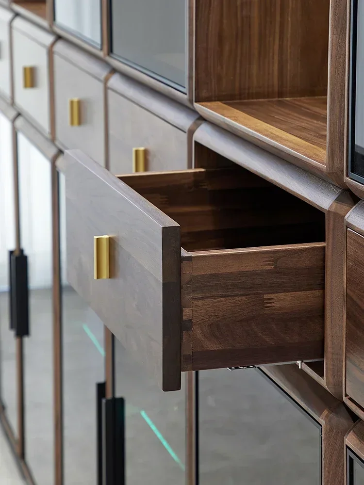 Living Room  Light Luxury High-Grade  Wood Glass   Minimalist Display