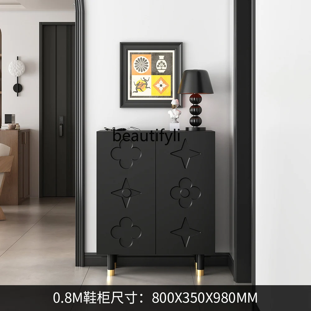 Shoe Cabinet Home Doorway Modern Minimalist Home Entrance Cabinet Large Capacity Retro Locker