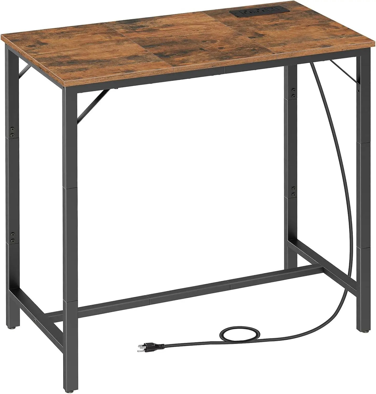 Bar Table with Charging Station, Rectangular Pub, High Top Coffee, Counter Height, Narrow Long Dining, 35.4