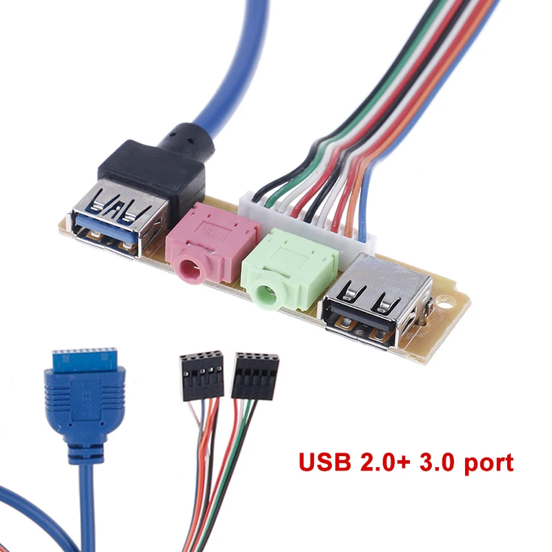 

New！USB 2.0+ 3.0 Port Chassis PC Computer Case Audio Front Panel Replacement Cables 70cm Computer Accessories