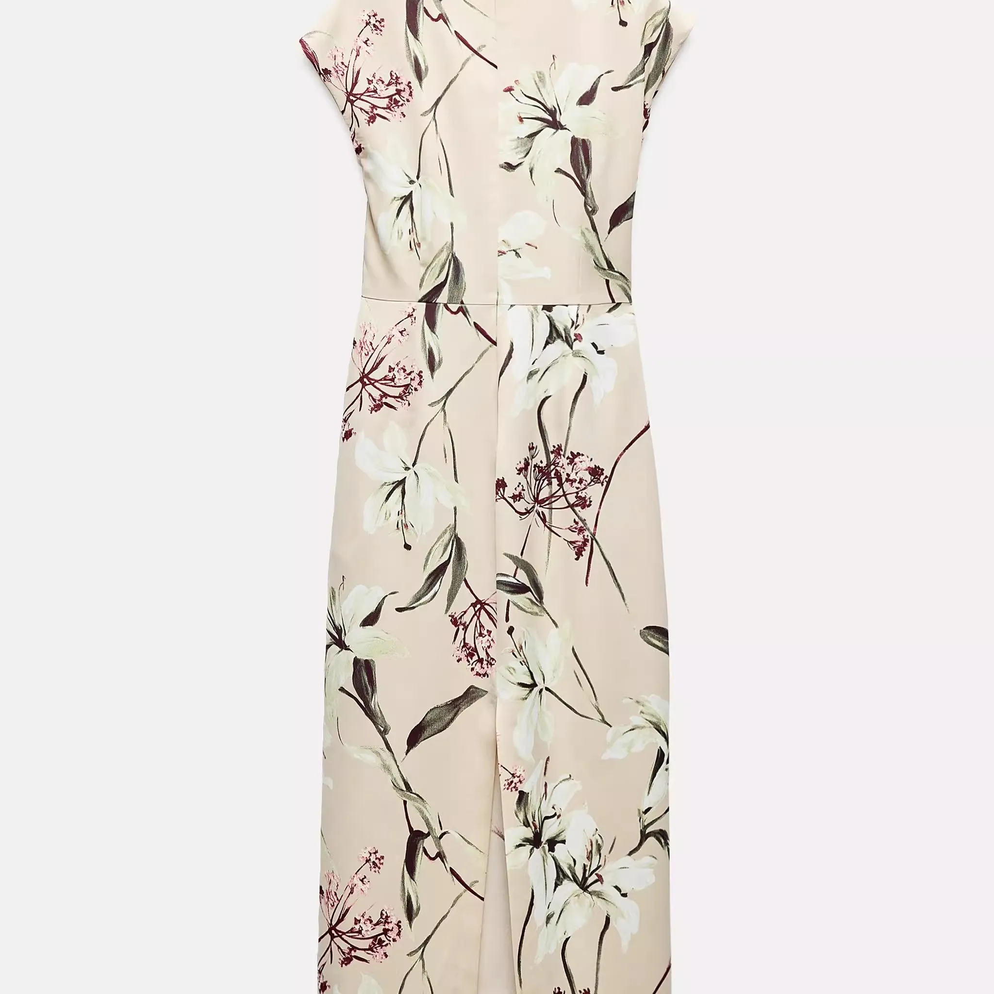 Primavera Estate 2025 Nuova gonna lunga da donna in raso di seta con stampa floreale ort Sve V-Ne Dr a vita alta per pendolari