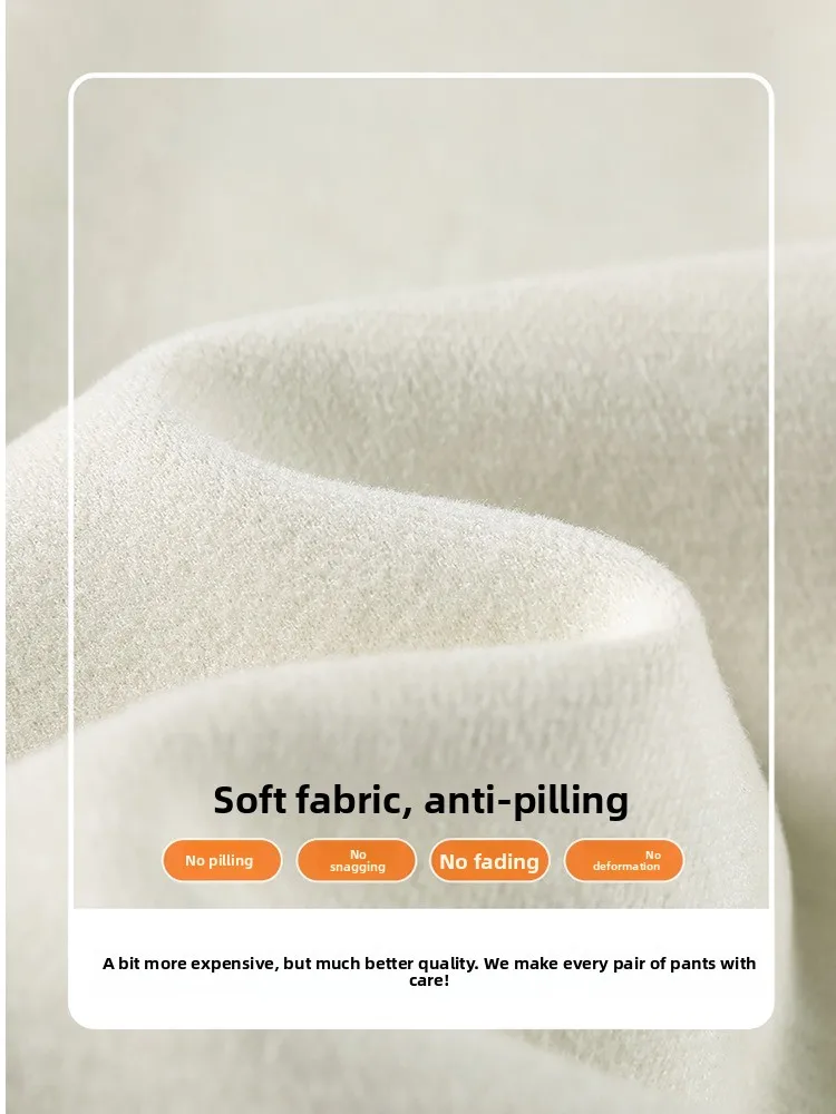 กางเกงขายาวทรงกระบอกเอวสูงสำหรับผู้หญิง ผ้าฝ้ายผสมขนสัตว์ นุ่มสบาย เหมาะสำหรับฤดูหนาว แบรนด์ Thiened Fce