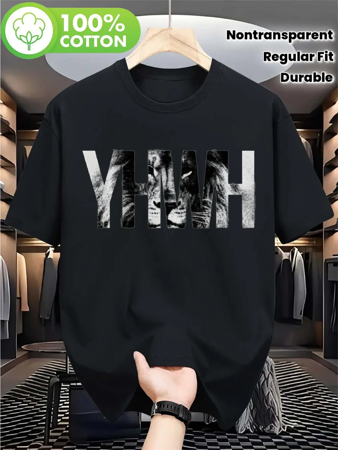 

Мужская футболка с христианским рисунком Top Pick YHWH Lion of Judah