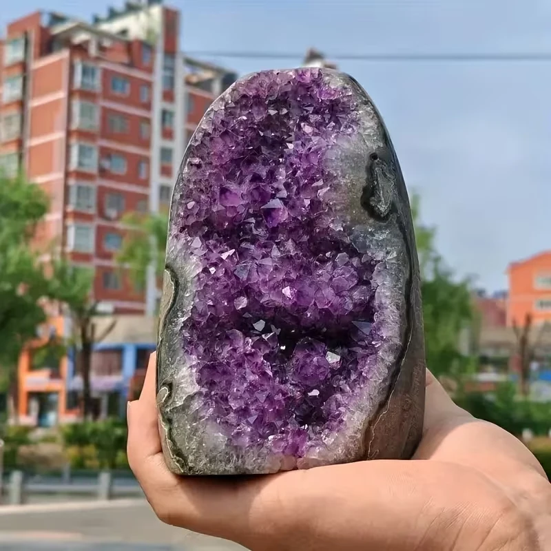 Natürlicher Amethyst-Kristall, Cluster, Heilkristall, Präsentationsstück, lila Kristallgitter, therapeutische Kristalldekoration – Detail 5