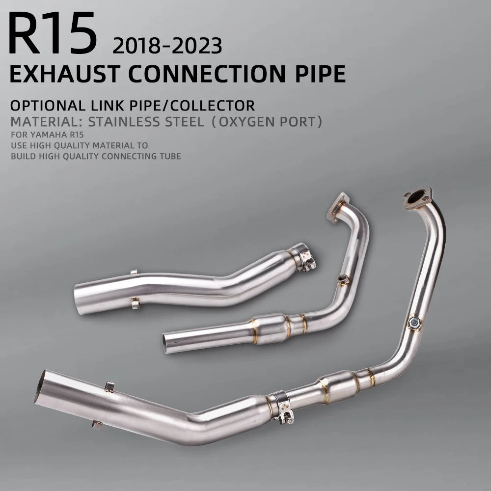 Motorcycle Exhaust Pipe For YZF R15 R125 V3 V4 YZF-R15 MT-15 2018-2023 Front Middle Link Pipe fits 51MM muffler