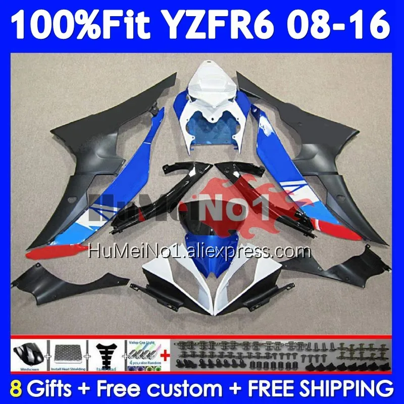 OEM Kit For YAMAHA YZFR6 YZF600 YZF R6 600 R 6 358No.138 YZF-R6 YZF-600 2008 Blue white 2009 2010 2011 2012 13 14 15 16 Fairing