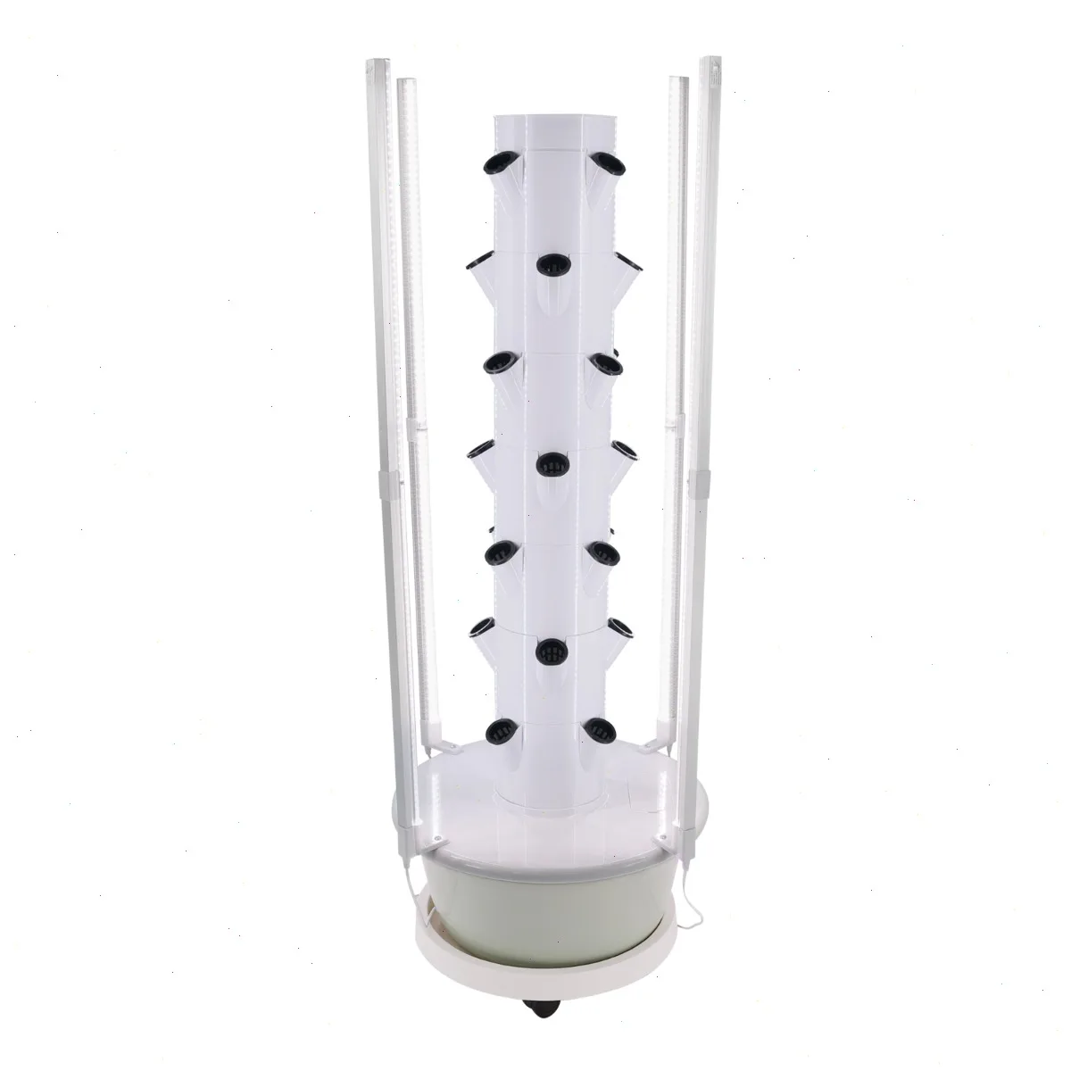 Sistema di Coltivazione Idroponica a 7 Livelli con 28 Fori e Luci LED, Kit Giardino Verticale con Serbatoio Verde in ABS, Sistema di Coltivazione Indoor