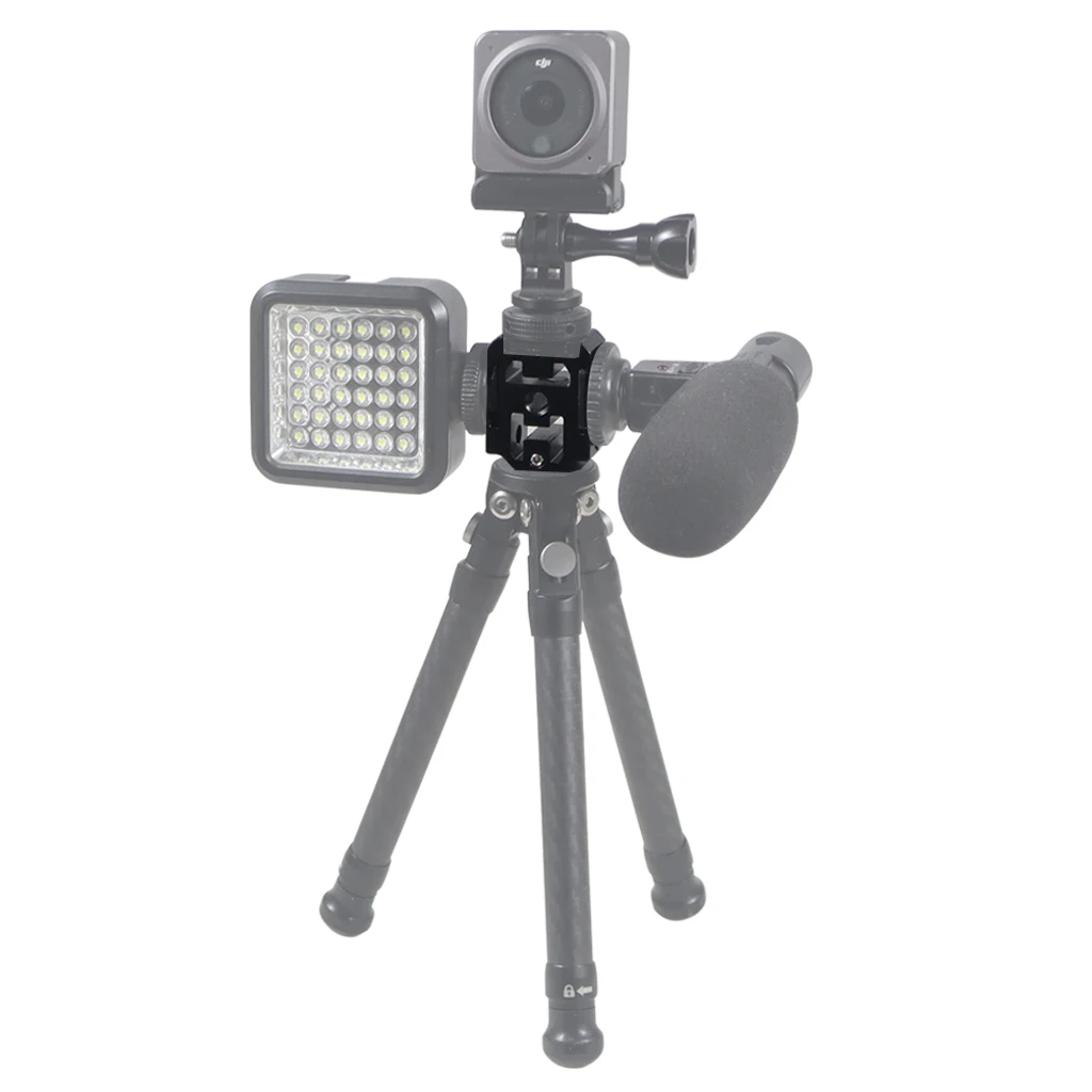 Kamera Blitzschuh Mount Adapter Aluminium Triple Cold Shoe Halterung Stativ Kugelkopf Monitor für DJI Mic 2 Studio Video Licht Stehen – Detail 9