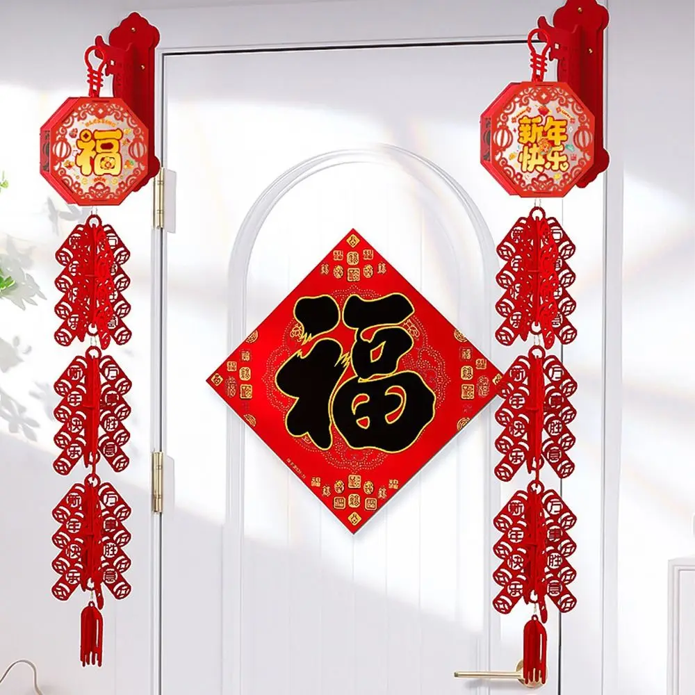 Chinese Style Snake Year Firecrackers Pendants Traditional Blessing 2025 New Year Wall Ornament Non-woven