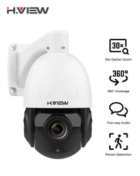 H.view-cámara de seguridad PTZ PoE de 5MP y 30X para exteriores, cámara IP con Zoom óptico 30X, Audio de 2 vías, visión diurna/nocturna de 500 pies, detección humana