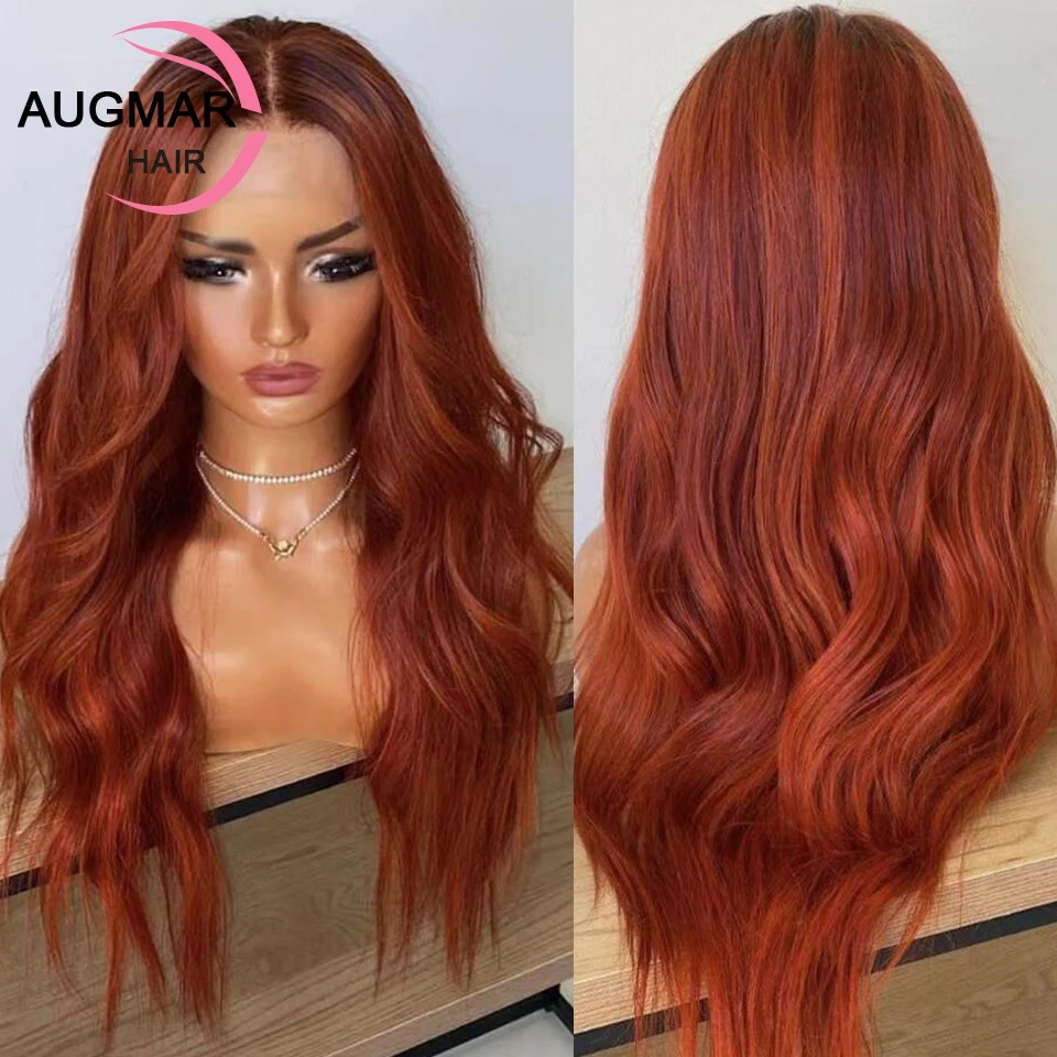 

13x6 Ginger Red Human Hair Lace Frontal Wig 200 Density Lace Front Wig 13x4 360 Transparent Body Wave Human Hair Wigs For Women