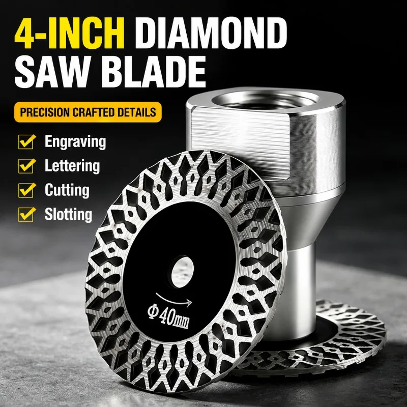 4 Inch Mini Diamond Saw Blade Stone Carving Disc Granite Engraving for Tombstone Grooving Lettering Sculpting Angle Grinder