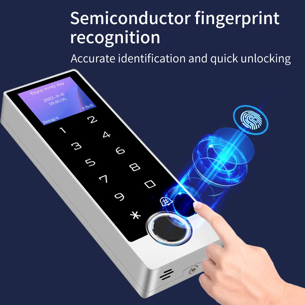 LCD Screen Tuya Wifi Electronic Fingerprint Lock Opener Access Control Keyboard Waterproof Smart RFID Card Digital Keypad 12V DC