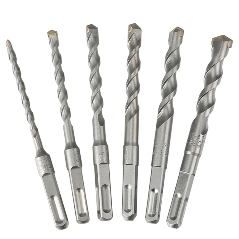 1PCS 전기 해머 드릴 비트 6/8/10/12mm 스퀘어/라운드 생크, 크롬 바나듐 스틸 플러스 벽돌 콘크리트 시멘트 벽
