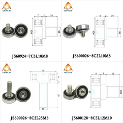 1pcs 24mm Diameter 609 Threaded Bearing M8x24 Metal Screw Bearing JS60924-7C3L10M8 24mm OD Stainless Bolt Cable Pulley Screw M8