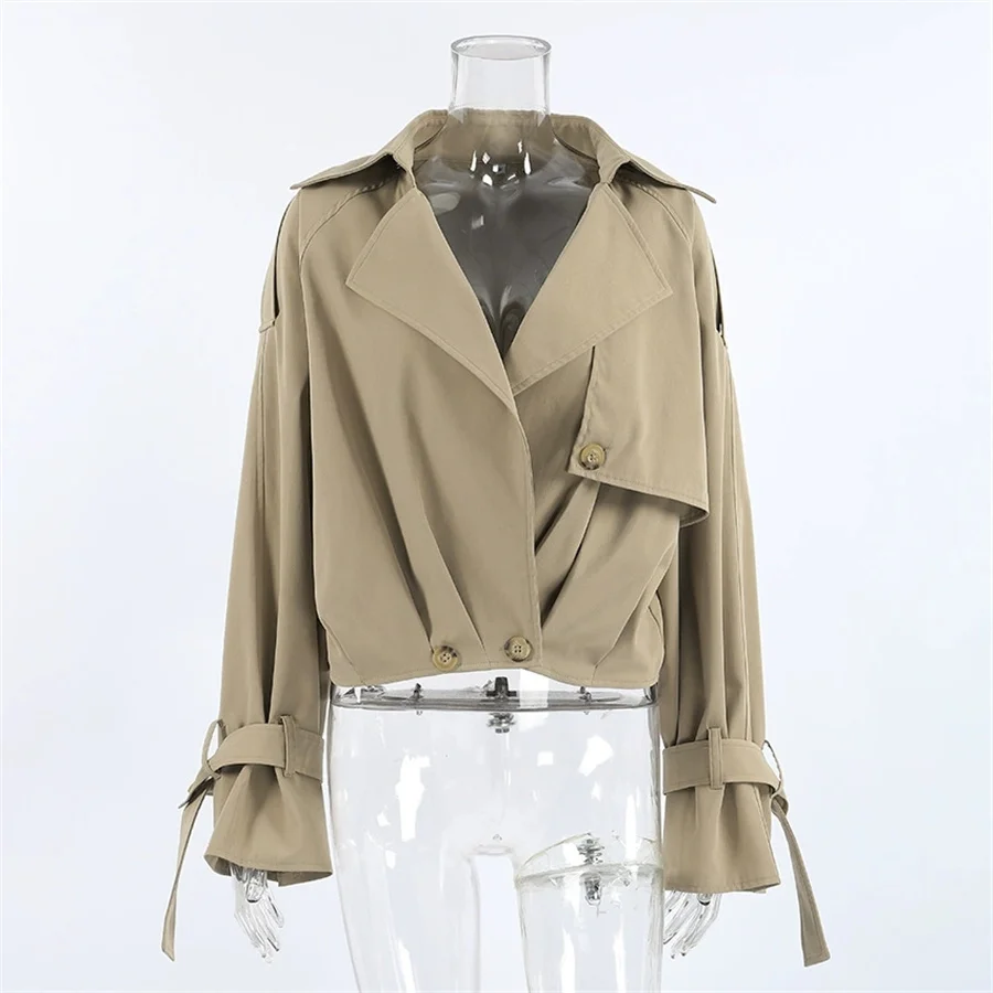 Autumn New Cropped Outerwear Short Trench Jacket Women Streetwear Commute Female Tops Outwear Trench Coats New Tops
