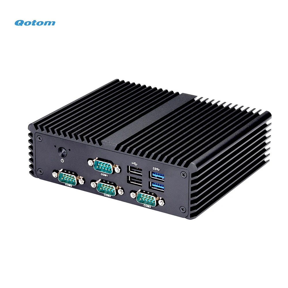 Qotom bezwentylatorowy Mini PC J4125 J4105 czterordzeniowy działający 24/7 X86 Mini przemysłowy pulpit PC podwójny LAN 4x RS232