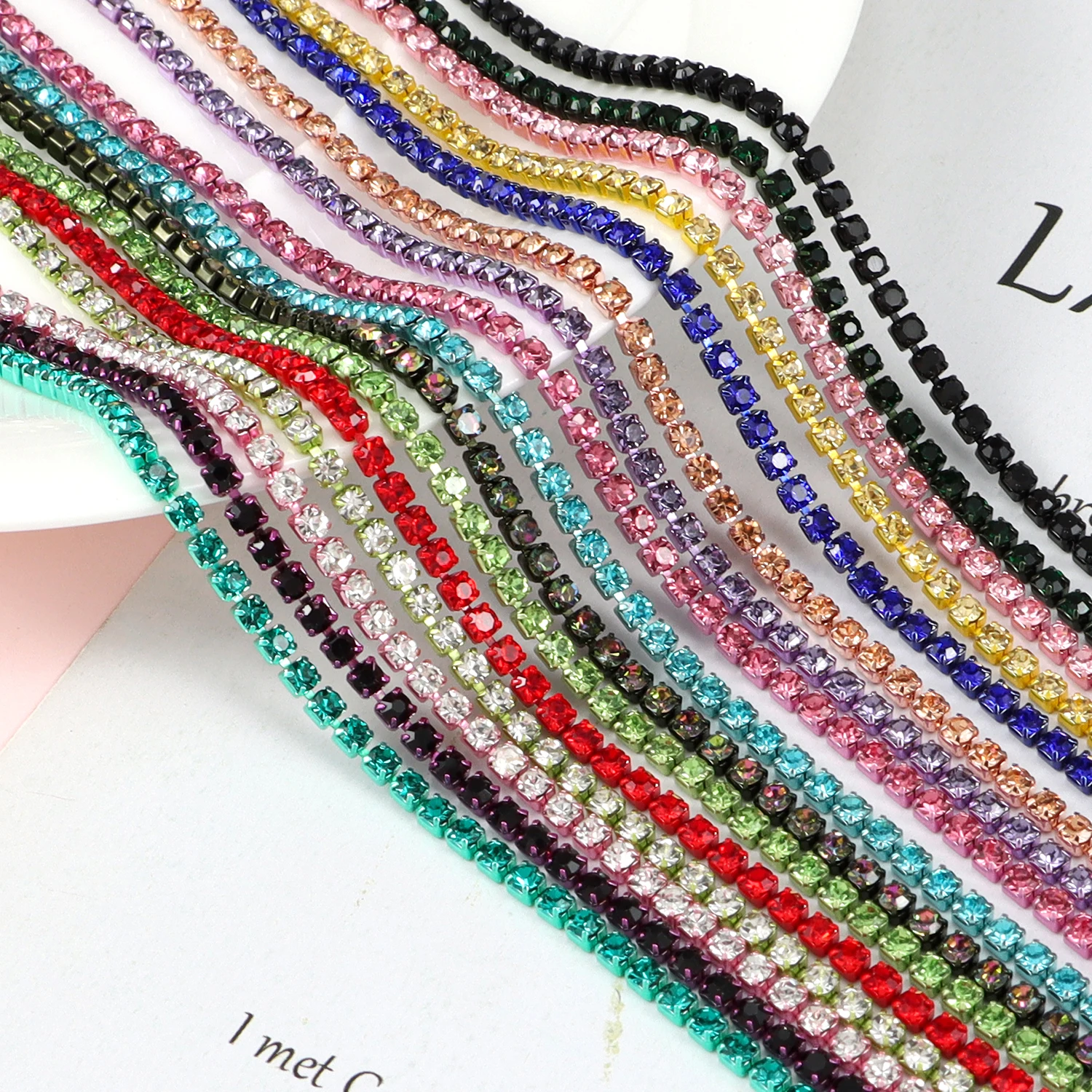 50 cm Kristall-Diamant-geschlossene Kette, dekorativ, zum Nähen, Basteln, DIY, dekorativer Schmuck, Kristall-Klauenkette, Diamant-Tassenkette