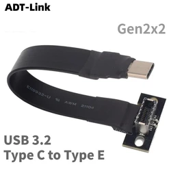 ADT 20Gbps Internal USB 3.2 Gen 2x2 Type C To Type E Adapter Flat Ribbon Cable USB 3.2 Type C-E for ITX ATX Mainboard A4 PC Case