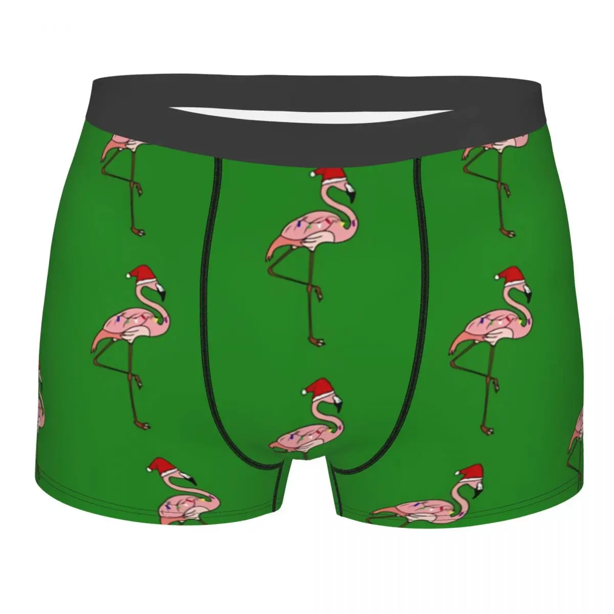 Tropical Christmas Lights Santa Pink Flaming Men Boxer Briefs Breathable Funny Underwear Print Shorts Birthday Gifts