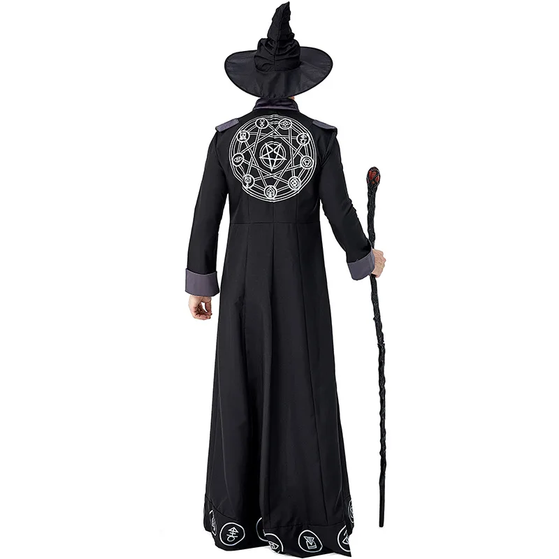 Disfraz de mago mágico para adultos, Hechicero, Warlock, mago, Cosplay para hombres, fiesta de Halloween Disfraces de, Purim, vestido de lujo