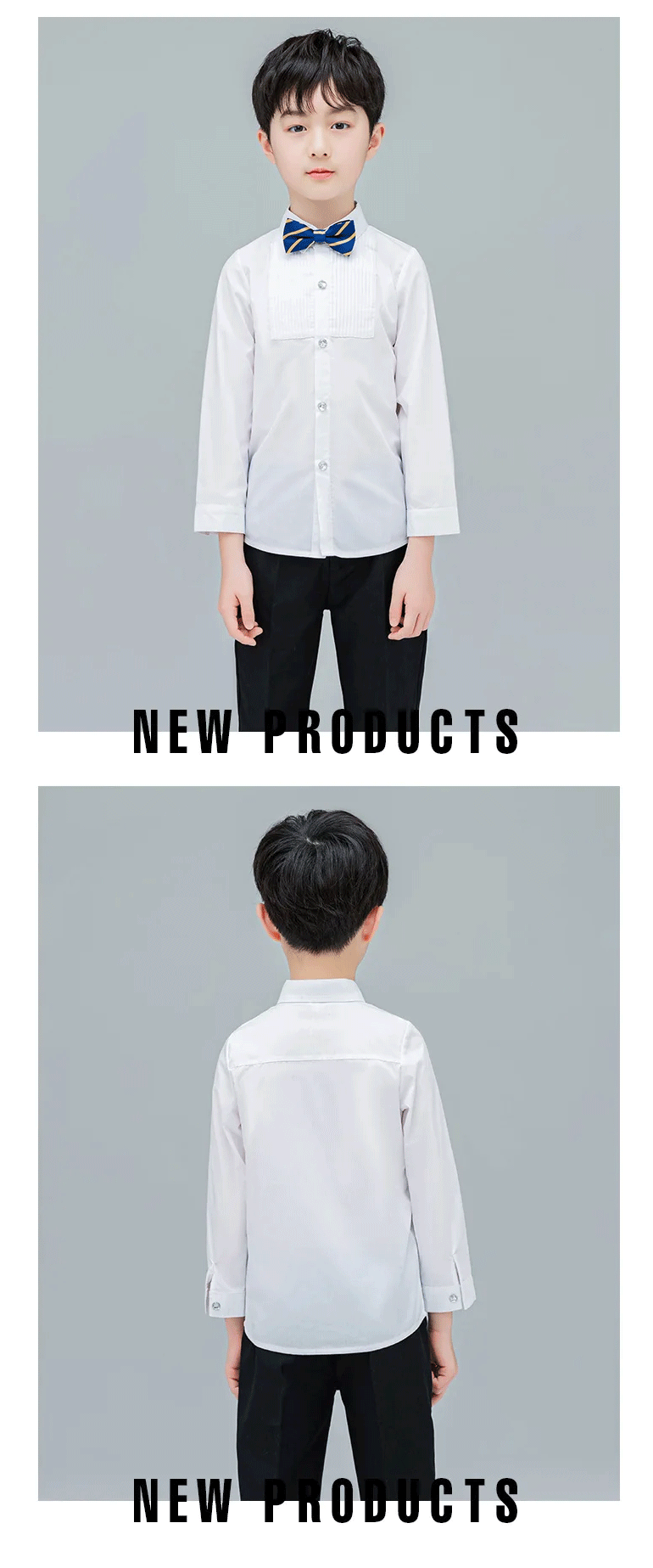 Baby Kleinkind Teenager Kleidung Schuluniform Jungen Shirts Weiß Lange Hülse Drehen-unten Kragen Kinder Shirt Für Jungen Kinder tops – Detail 6