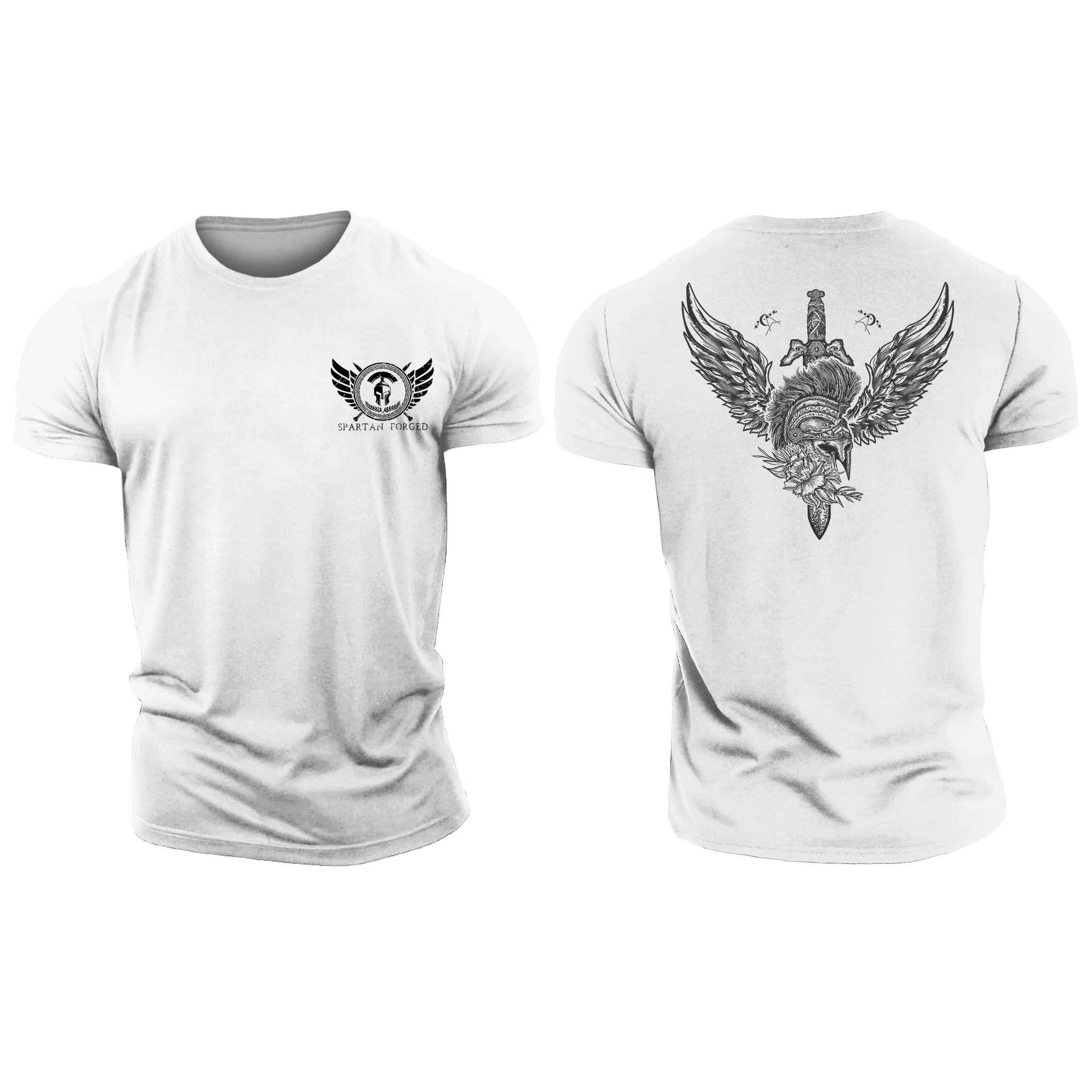 

Fashion Short Sword Spartan Forged Graphic 3D Print Gym T-shirt Casual Fitness Sports Breathable Short Sleeve Top Tough Guy Tees