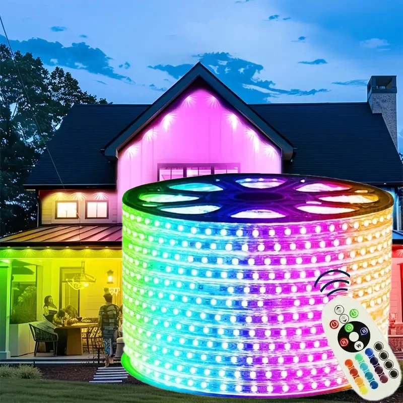 

1PC Wifi RGB LED Strip Light LED Eaves Lights Outdoor Festive Garden Decor, Multi-Mode Lighting for New Year, Parties, Ambiance