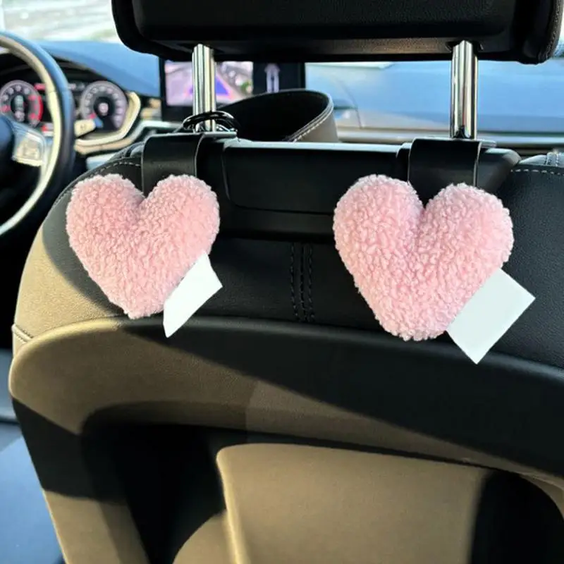 Car Purse Hook Heart Shape Auto Purse Hook 2PCS Cute Car Interior Accessories 44 Lbs Bearing Load Headrest Hooks For Tote Purse