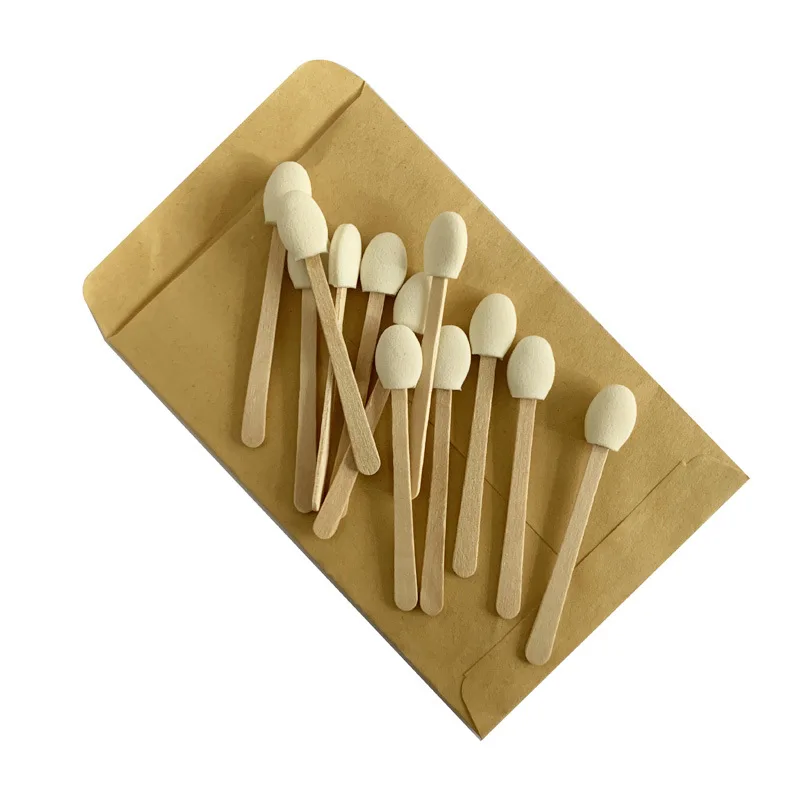 1000 houten handvat oogschaduw applicator sticks wegwerp schuim make-up borstel spons dubbelzijdige spons cosmetische penselen
