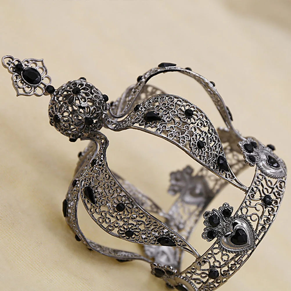 

Exquisite Black Baroque Crown Cake Topper Rhinestone Ornaments Birthday Party Decorations Elegant Design Wear Resistant