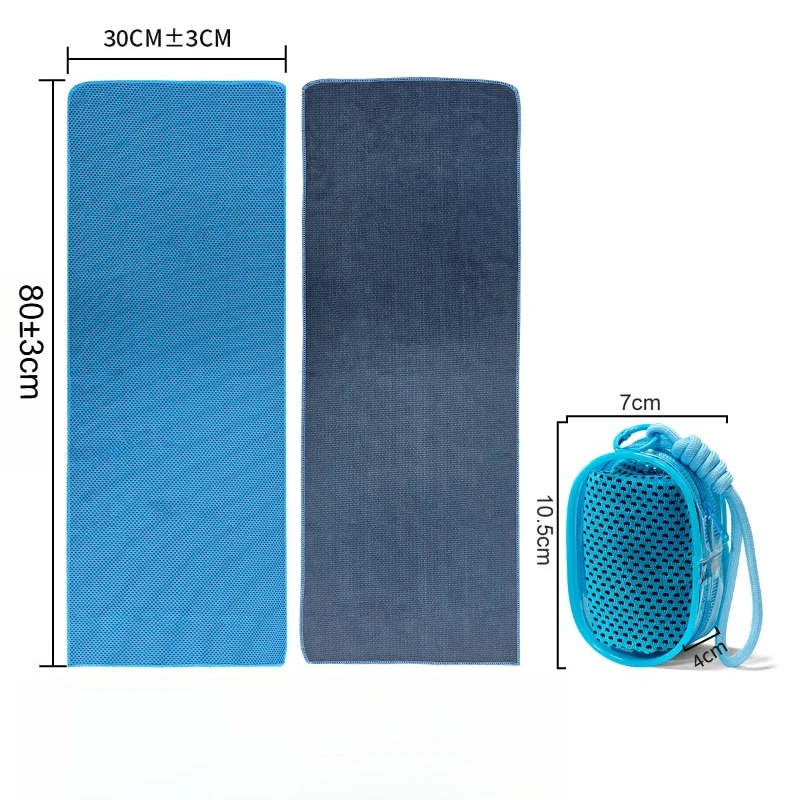 1Pcs 30×80cm Instant Cooling Ice Towel Summer Ultra Absorbent Quick Dry Cold Sweat Towel Foldable Chilly Towel With Carry Pouch
