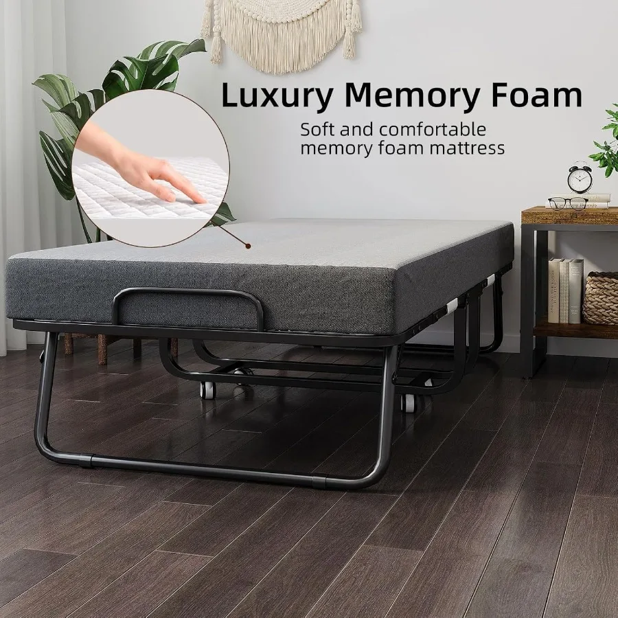 سرير قابل للطي مع مرتبة سرير ضيوف محمول قابل للطي للبالغين 75 × 31 Ih سرير نهاري مزدوج الحجم مع ذاكرة ممتازة 5 Ih