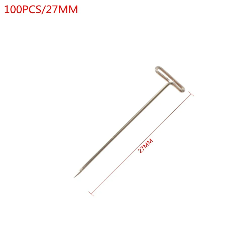 100PCS 27/32/38/45/51/53MM T-Pins For Wigs Making/Display On Foam Head Stainless Steel T-Pins Sewing Hair Needles Styling Tool