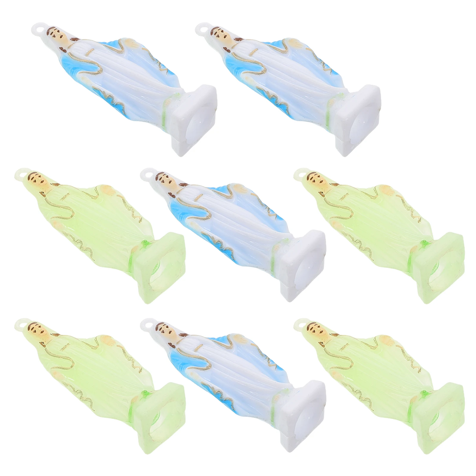 

8 Pcs Virgin Pendant Blue Glowing Charm Catholic Keychains Bulk Accessories Religious Jewelry Saint Statueshine