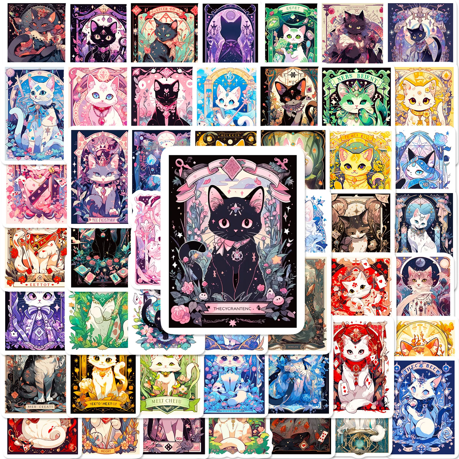 2024 New Cat Tarot Sticker Graffiti Cartoon iPad Computer Luggage Helmet Water Cup Guitar DIY Scrapbook Toy Decoration Wholesale