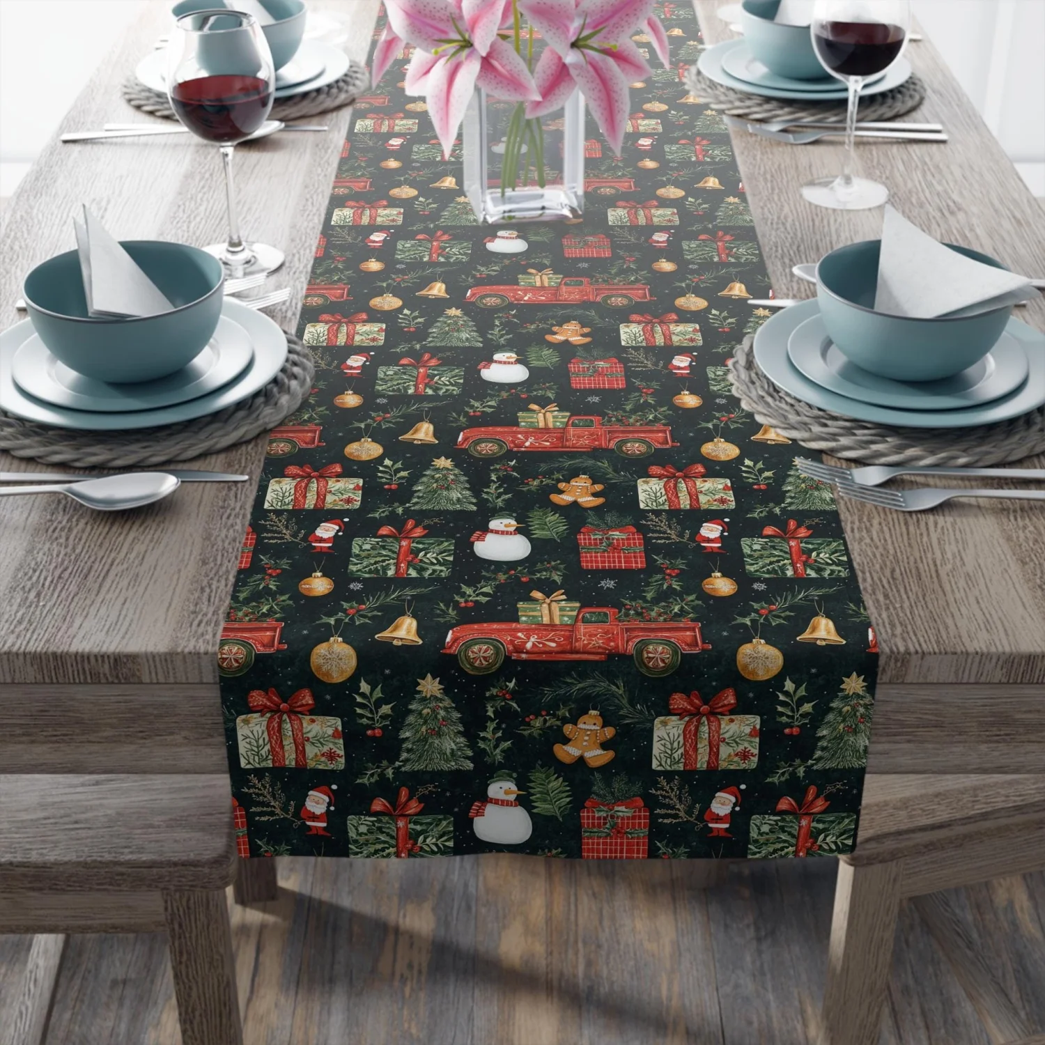 Weihnachten Tischläufer Heiligabend Tischläufer Weihnachtsbaum Tischläufer Weihnachtsmann Tischläufer