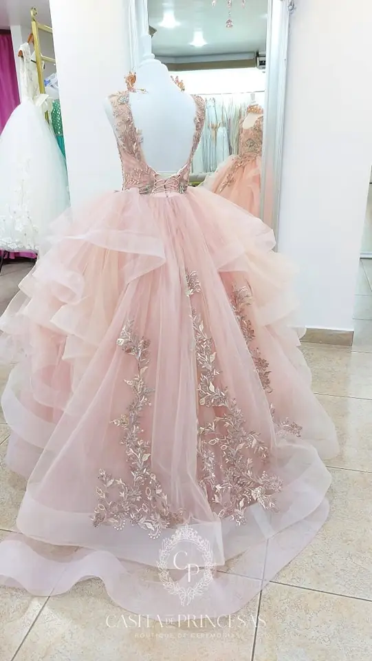 Blush Pink Flower Girl Dress For Wedding Customized Lace Appliqued Princess Beading Birthday Party Gowns First Communion Dress