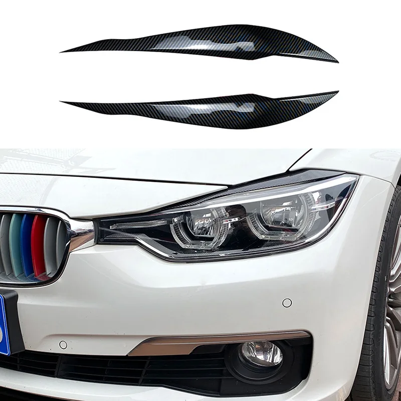 

DHBH-Carbon Fiber Headlight Eyelids Trim, Headlamp Eyebrow Cover Decoration Styling Sticker for Bmw 3 Series F30 320I 325I 316