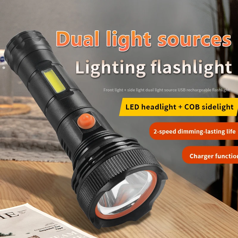 Qingniu QN-10S6 Strong Light with Side Light LED Flashlight Home Outdoor Emergency Lighting Patrol Ultra Bright Flashlight