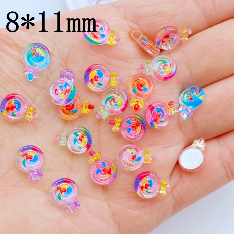 50pcs 3D Resin Nail Cute Colorful lollipop Series Nail Parts Accessories Kawaii DIY Nail Art Decoration