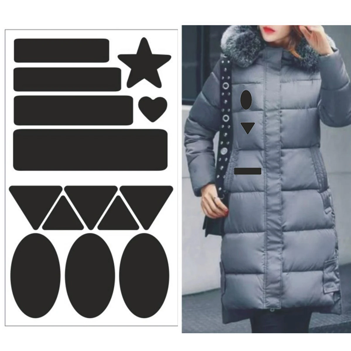 Multigraph Round Star Heart Black Self Adhesive Patches For Down Jackets Repair Hole Patch Raincoat Umbrel Cloth Tent Stickers