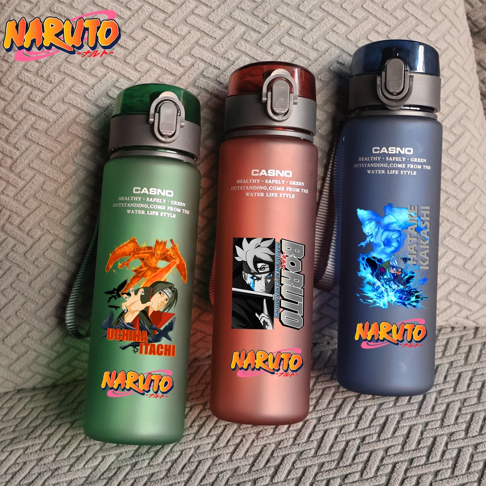 NARUTO Water Bottle Uzumaki Naruto Boruto 560ML Portable Plastic Water Glass Adult Kid High Capacity Sports Anime Water Cup