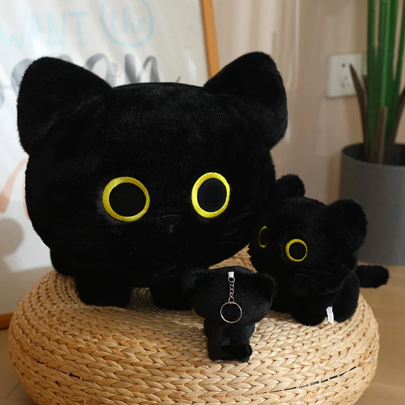 

10cm Kitten Pendant Keychain 10/16/33cm Cute Black Cat Plush Doll Sitting Style Big Eyed Black Cat Toy Boy Girl Birthday Gift