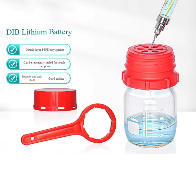 Double anti-theft butyl lithium bottle solvent cap can be repeated needle sampling cap porous spacer GL45 mouth empty bottle