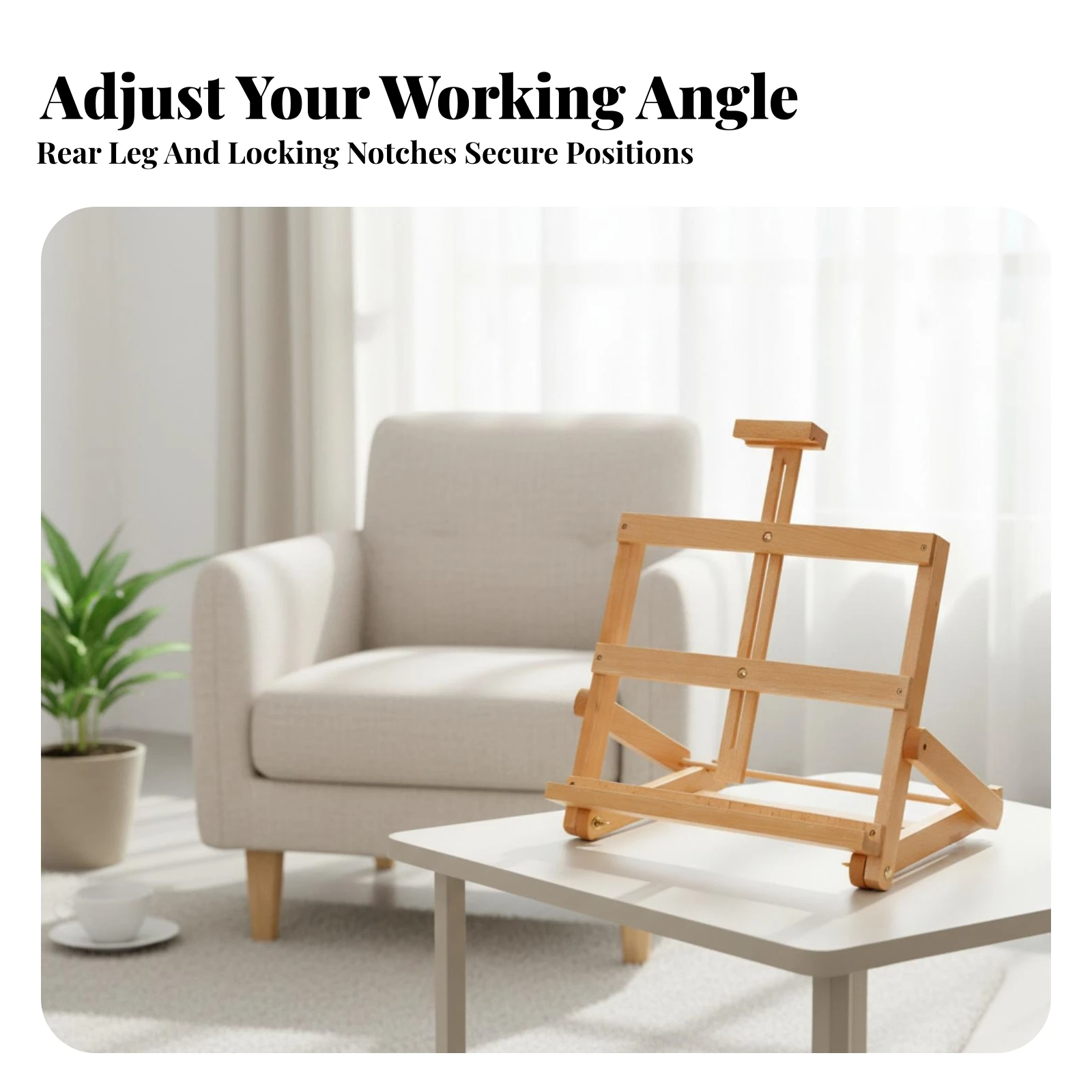 Tabletop Easel with Lower Ledge Lightweight Wooden Sketching Easel Sturdy Non-Slip for Artists, Classroom