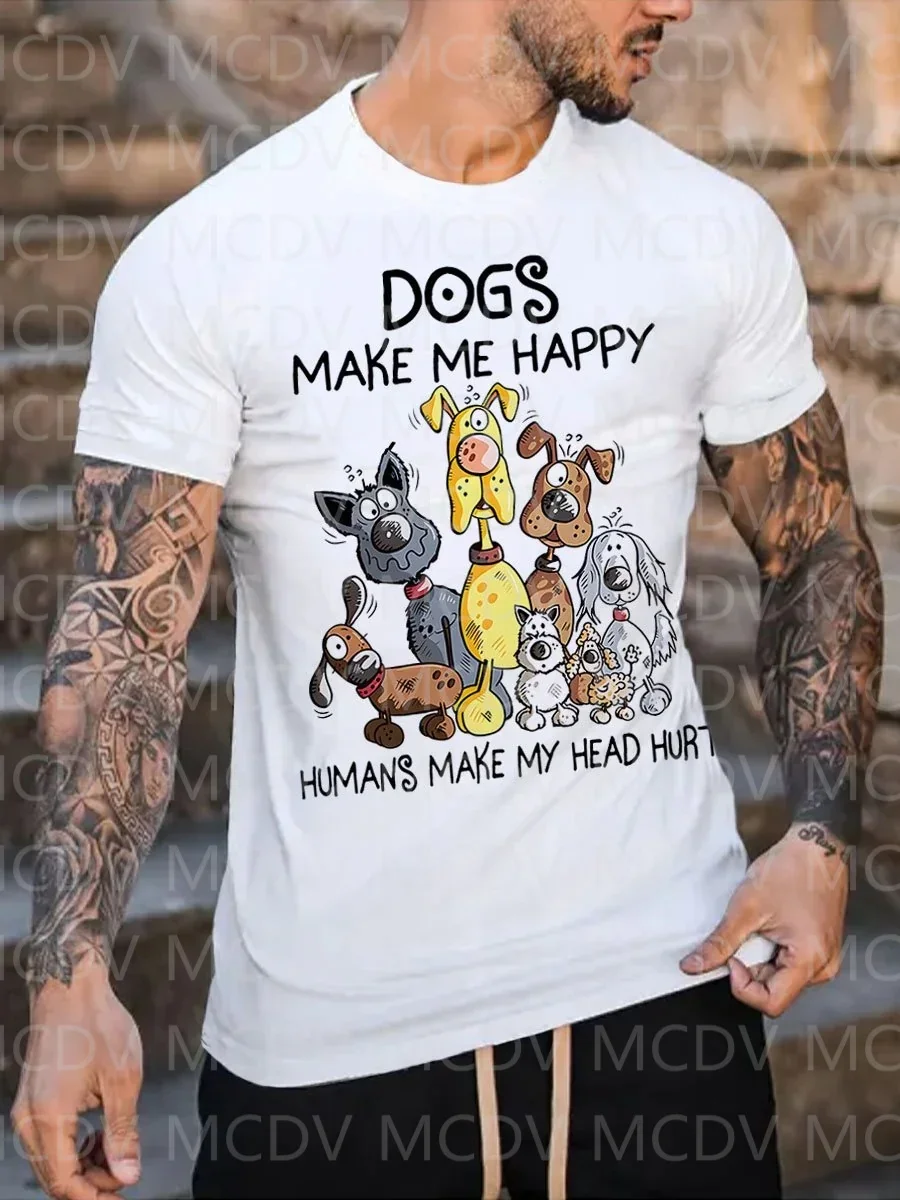 T-shirt imprimé pour hommes, Love Dog Make Me Happy, T-shirt coloré, The Best He Him Hole, LGBT3D, Été 2023