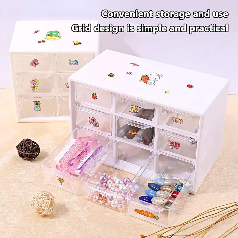 6/9 Grids Nail Tools Dustproof Storage Box Desktop Drawer Storage Plastic Box Jewelry Nail Polish Makeup Organizer Accessories