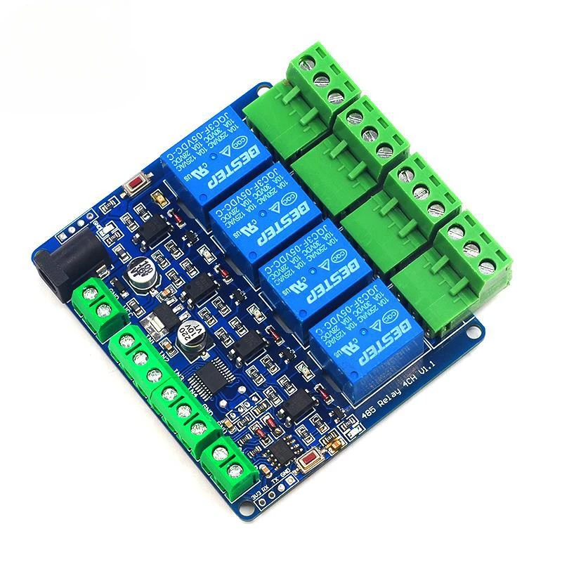 

Modbus RTU 4Road Relay Output 12V 4Switch Value Input485CommunicationTTLPin Header Communication