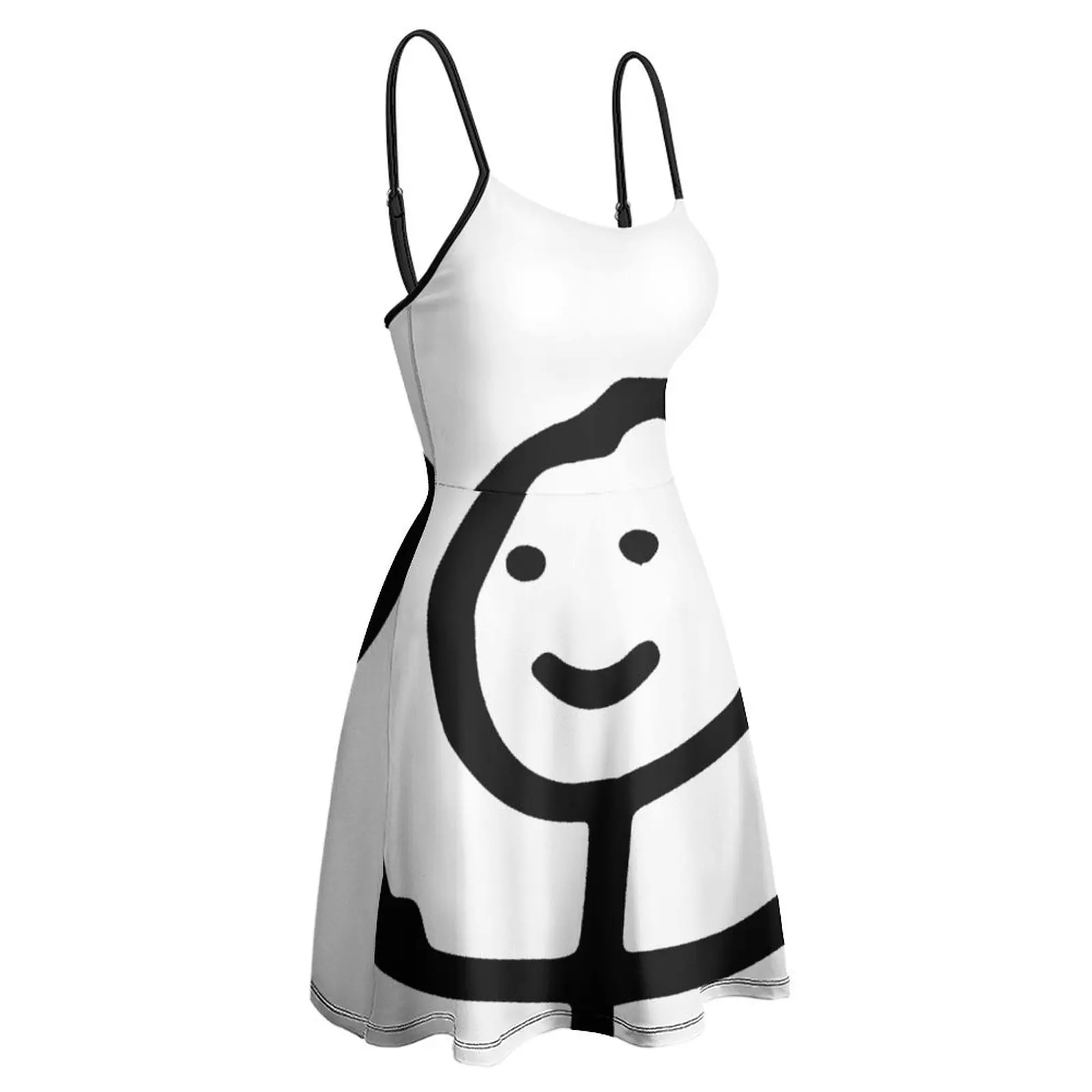 

Funny Middle Finger Troll Face Meme Women's Sling Dress Vintage Sexy Woman's Dress Cool Clubs Strappy Dress